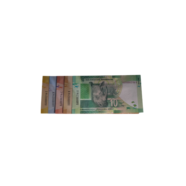 South African Reserve Bank 2012-2014 Gill Marcus Set: R10, R20, R50, R100, R200 S/N: AA0000216 A-E