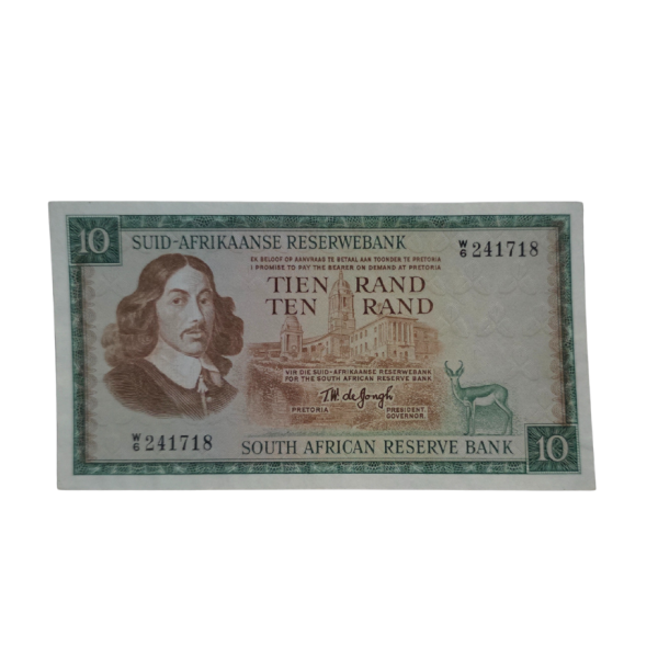 South African Reserve Bank Ten Rand Afr/Eng 1967 S/N: W6/241718 Hern: 514