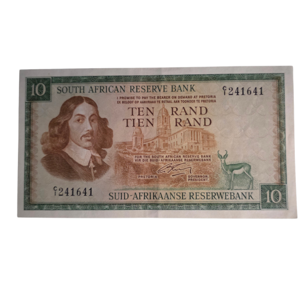 South African Reserve Bank Ten Rand Eng/Afr 1966 S/N: C1/241641 Hern: 505