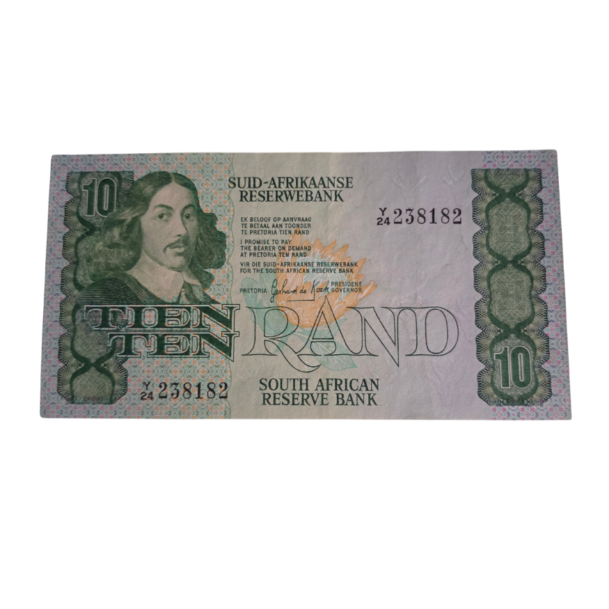 South African Reserve Bank Ten Rand Afr/Eng 1984 S/N: Y24/238182 Hern: 537