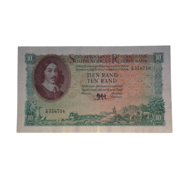 South African Reserve Bank Ten Rand 1961 Afr/Eng S/N: C12/336716 Hern: 494