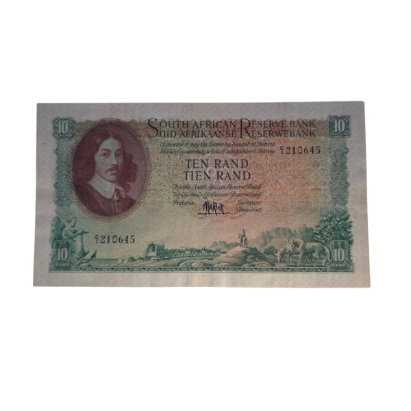 South African Reserve Bank Ten Rand 1961 Eng/Afr S/N: C1/210645 Hern: 495