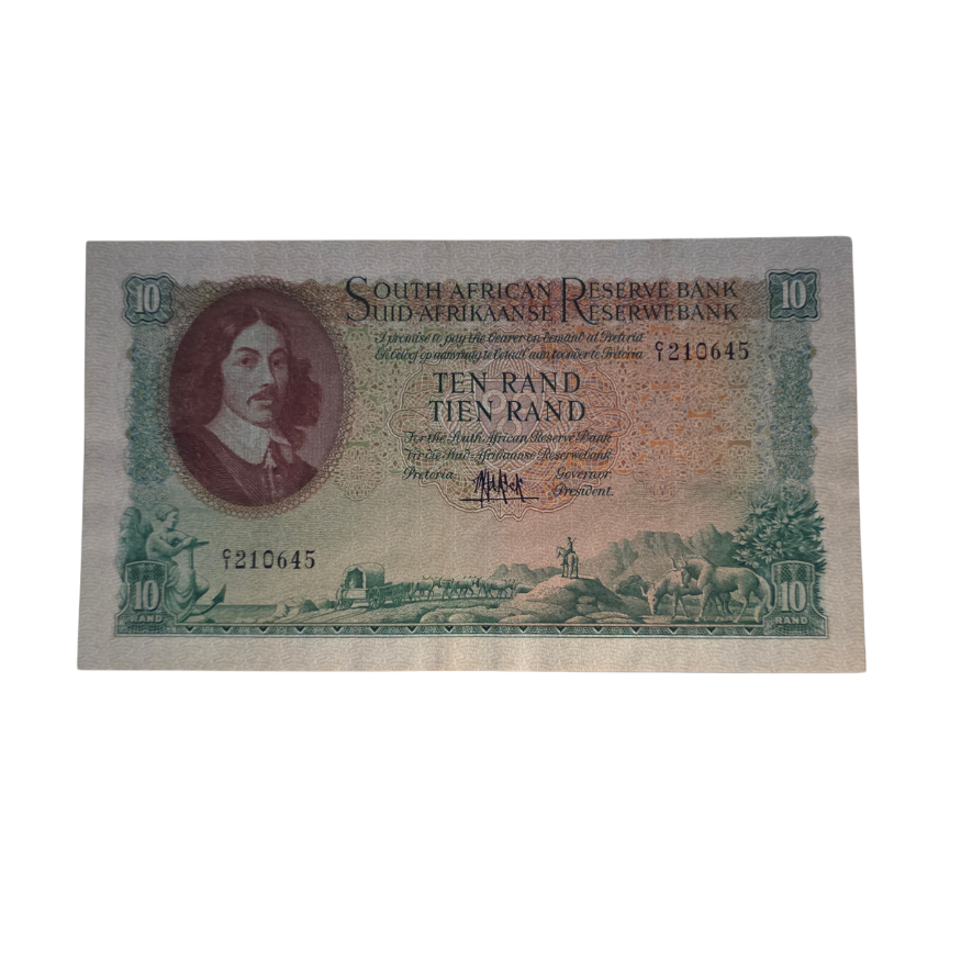 South African Reserve Bank Ten Rand 1961 Eng/Afr S/N: C1/210645 Hern: 495