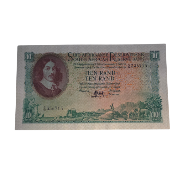 South African Reserve Bank Ten Rand 1961 Afr/Eng S/N: C12/336715 Hern: 494