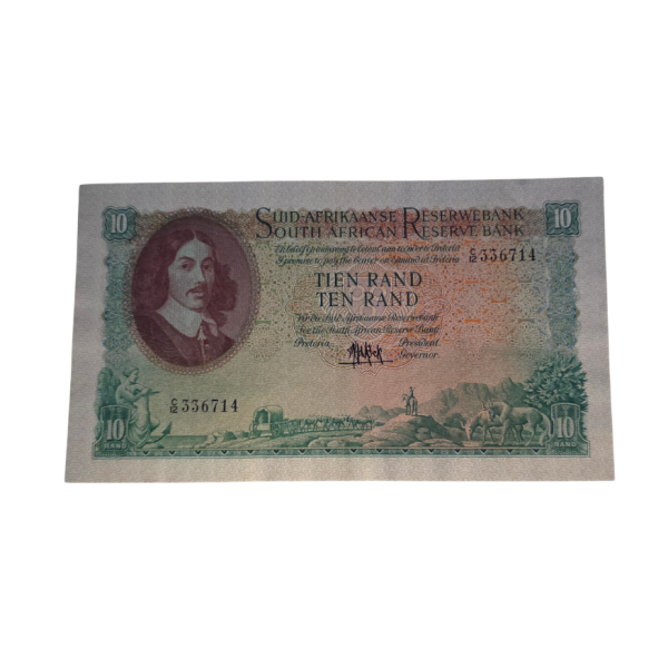 South African Reserve Bank Ten Rand 1961 Afr/Eng S/N: C12/336714 Hern: 494