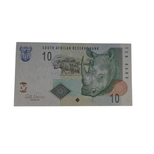 South African Reserve Bank Ten Rand 2009 S/N: BQ1468035 A Hern: 623