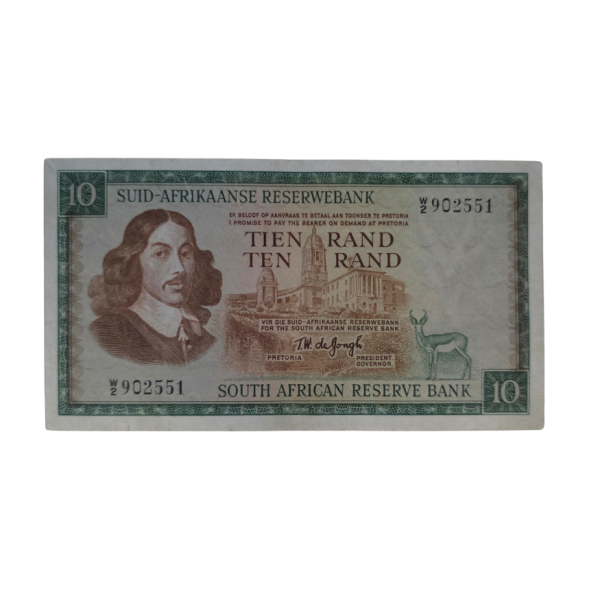South African Reserve Bank Ten Rand 1967 Afr/Eng S/N: W2/902551 Hern: 514
