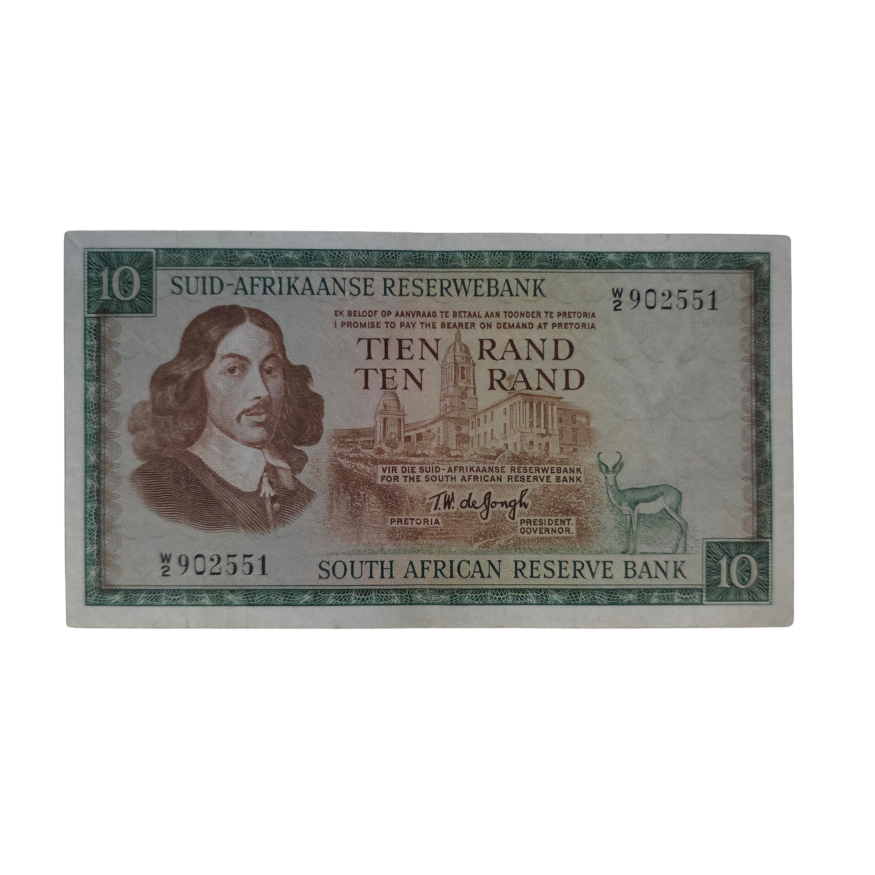 South African Reserve Bank Ten Rand 1967 Afr/Eng S/N: W2/902551 Hern: 514