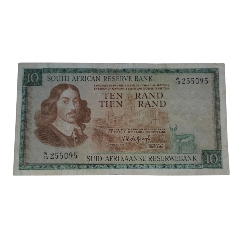 South African Reserve Bank Ten Rand 1967 Eng/Afr S/N: W13/255095 Hern: 515