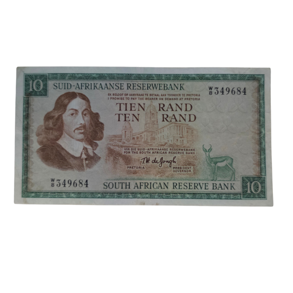 South African Reserve Bank Ten Rand 1967 Afr/Eng S/N: W8/349684 Hern: 514