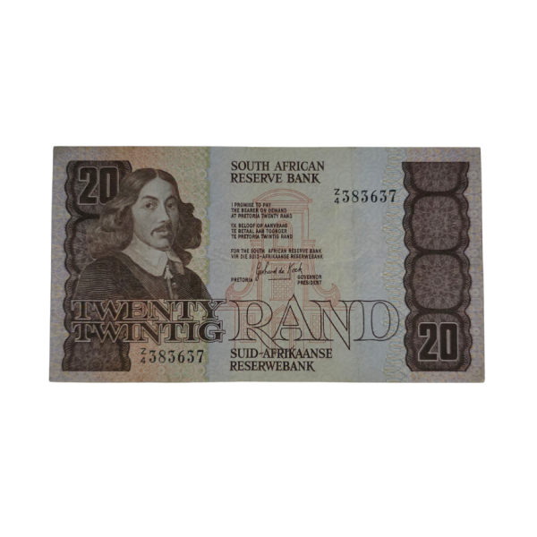 South African Reserve Bank Twenty Rand 1981 Eng/Afr S/N: Z4/383637 Hern: 672