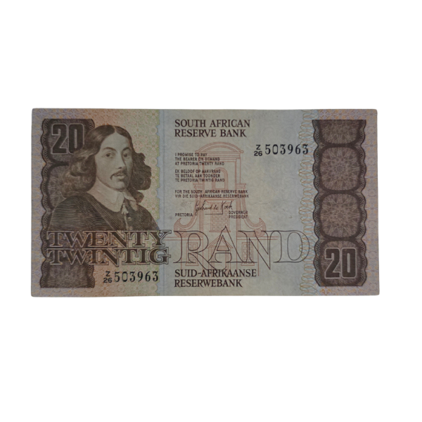 South African Reserve Bank Twenty Rand 1984 Eng/Afr S/N: Z26/503963 Hern: 682