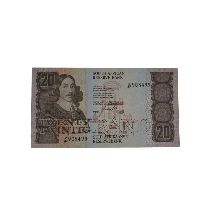South African Reserve Bank Twenty Rand 1984 Eng/Afr S/N: Z27/908499 Hern: 682