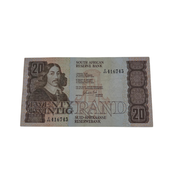 South African Reserve Bank Twenty Rand 1984 Eng/Afr S/N: Z45/416743 Hern: 682