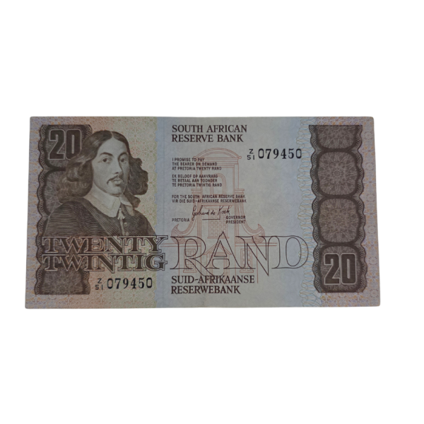 South African Reserve Bank Twenty Rand 1984 Eng/Afr S/N: Z51/079450 Hern: 682