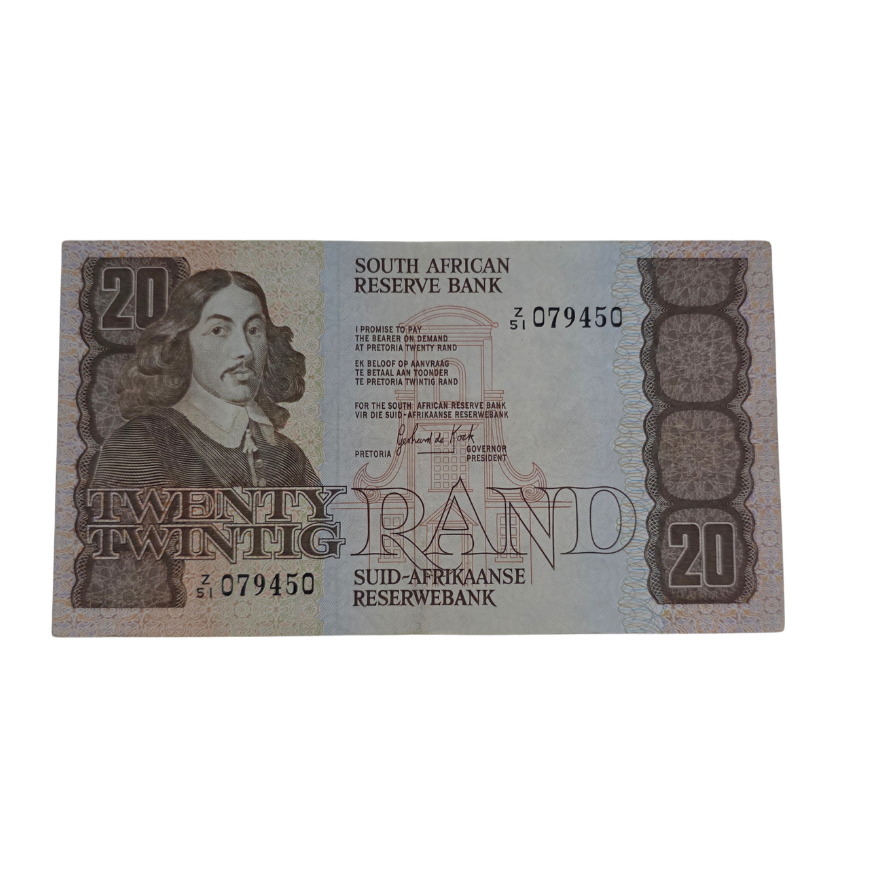South African Reserve Bank Twenty Rand 1984 Eng/Afr S/N: Z51/079450 Hern: 682