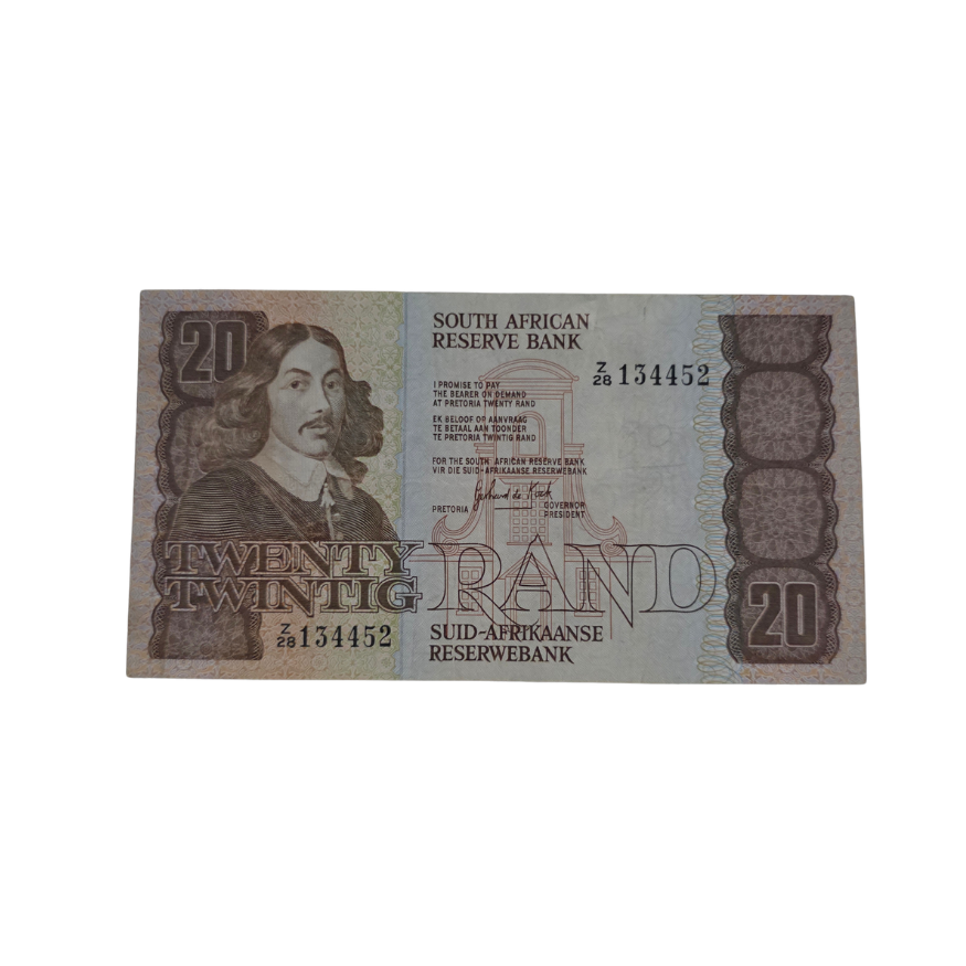 South African Reserve Bank Twenty Rand 1984 Eng/Afr S/N: Z28/134452 Hern: 682