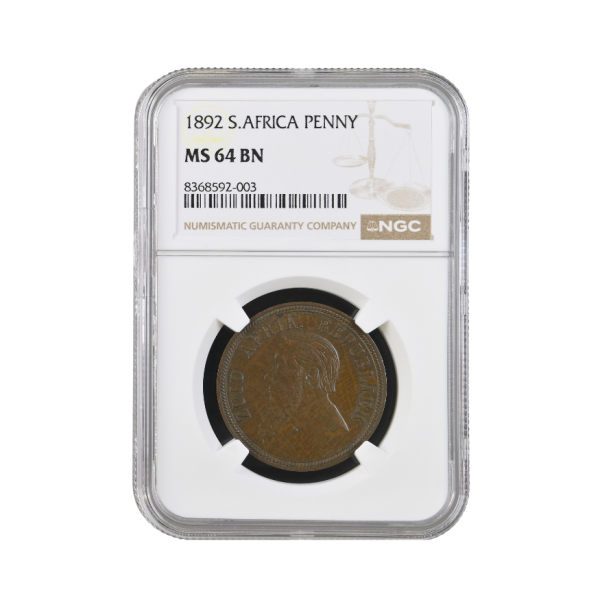 1892 South Africa Penny (MS 64 BN)
