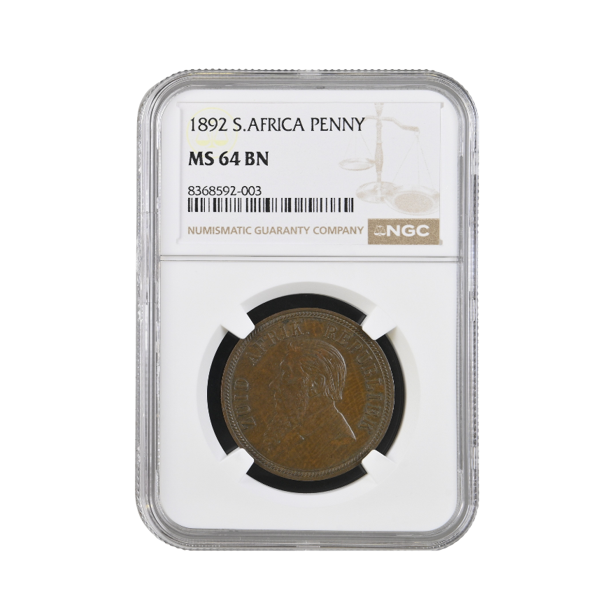 1892 South Africa Penny (MS 64 BN)