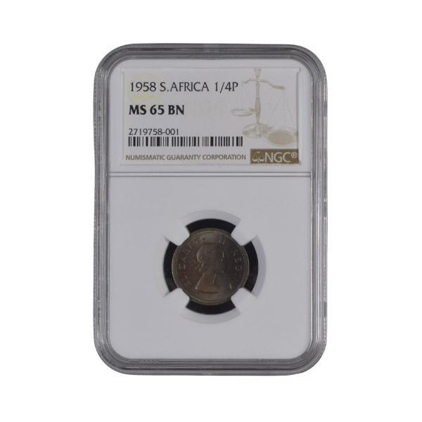 1958 South Africa 1/4 Penny (MS 65 BN) - Top Pop