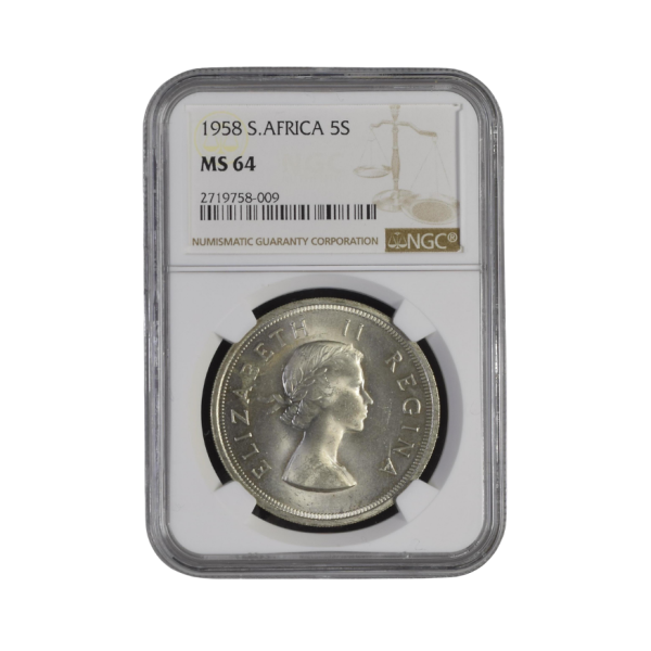 1958 South Africa 5 Shilling (MS 64)