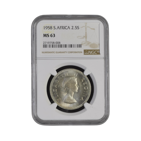 1958 South Africa 2.5 Shilling (MS 63)