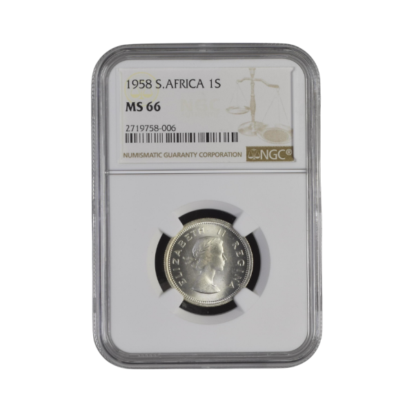 1958 South Africa 1 Shilling (MS 66) - Top Pop