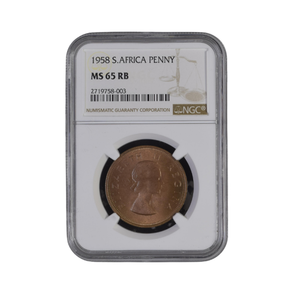 1958 South Africa Penny (MS 65 RB)
