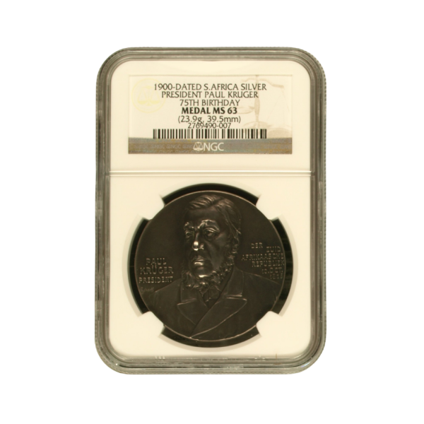 1900-Dated South Africa Silver President Paul Kruger 75th Birthday Medal (MS 63)