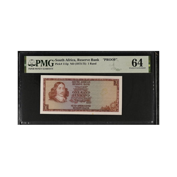 South African Reserve Bank One Rand 1973-1975 Eng/Afr Proof (Choice Uncirculated 64)