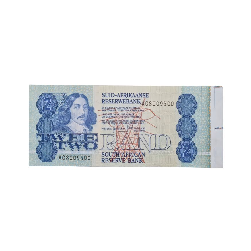 South African Reserve Bank Two Rand 1983 Afr/Eng S/N: AC8009500