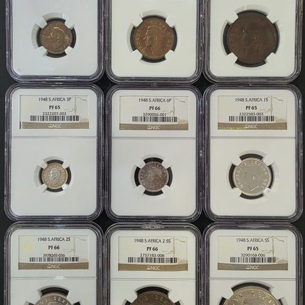 1948 South Africa Full Proof Coin Set – NGC Graded (PF 65 - PF 66)
