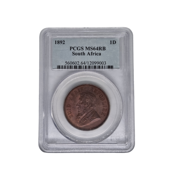 1892 South Africa 1 Penny (MS 64 RB)