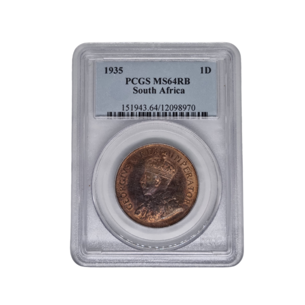 1935 South Africa 1 Penny (MS 64 RB)