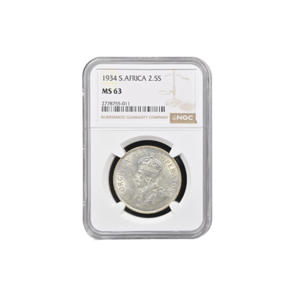 1934 South Africa 2.5 Shilling (MS 63)
