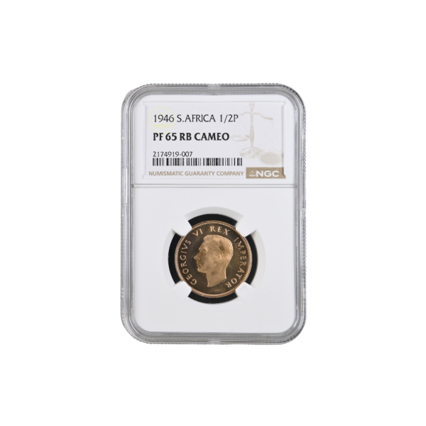 1946 South Africa 1/2 Penny (PF 65 RB Cameo) Mintage 150