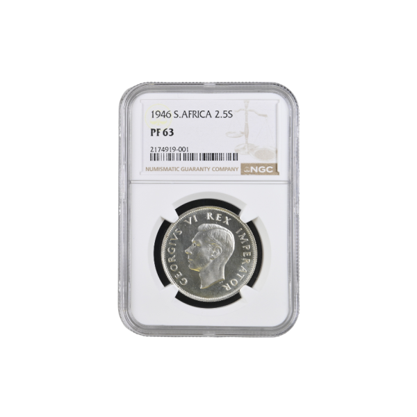 1946 South Africa 2.5 Shilling (PF 63) Mintage 150
