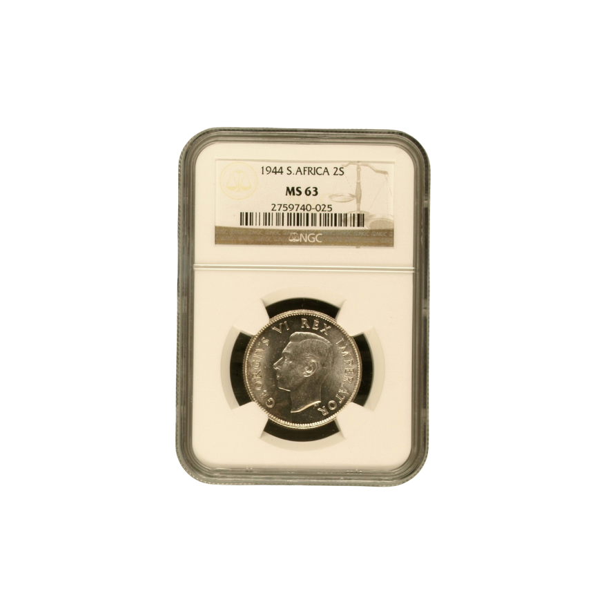1944 South Africa 2 Shilling (MS 63)
