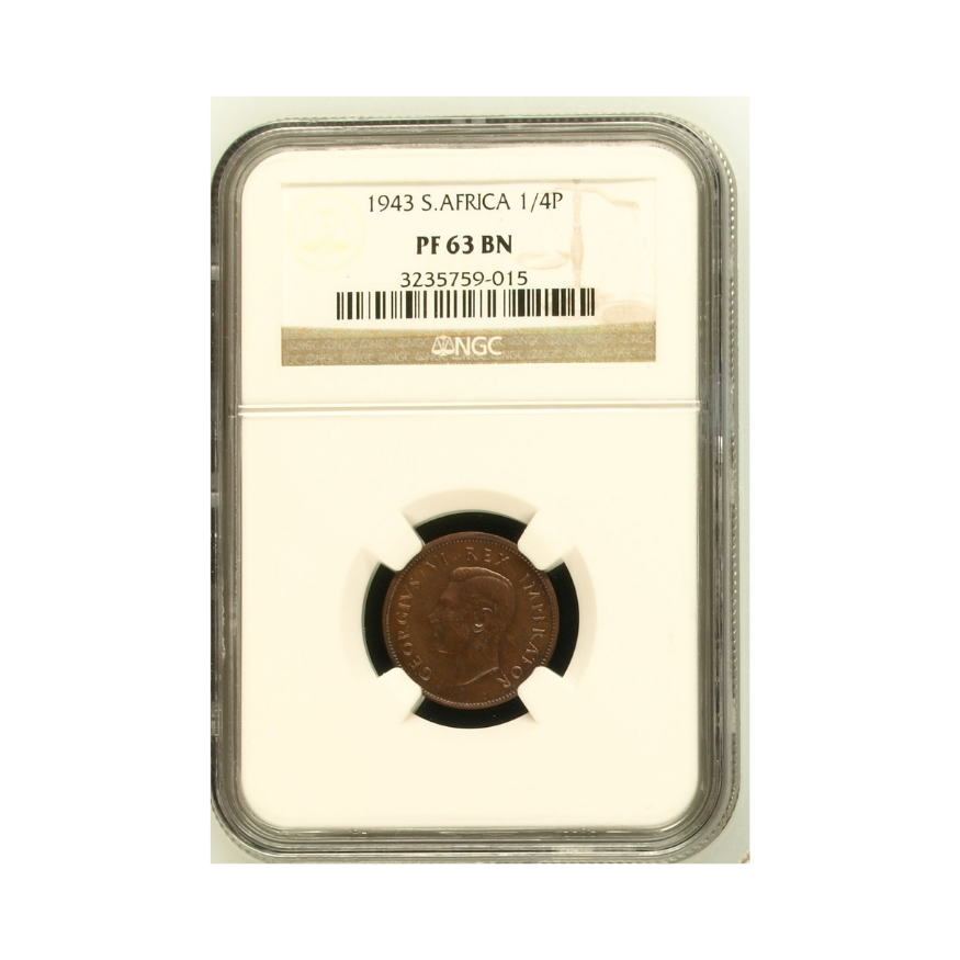 1943 South Africa 1/4 Penny (PF 63 BN)