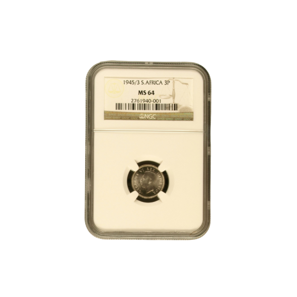 1945 South Africa 3 Pence (MS 64)
