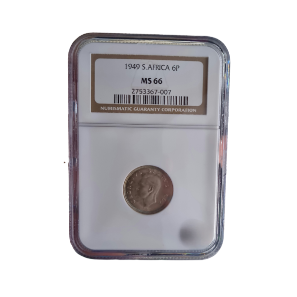 1949 South Africa 6 Pence (MS 66) - Top Pop