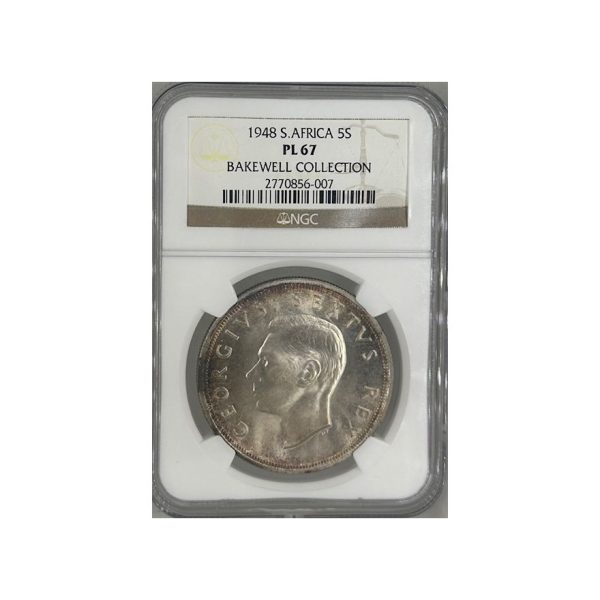 1948 South Africa 5 Shillings PL 67 NGC