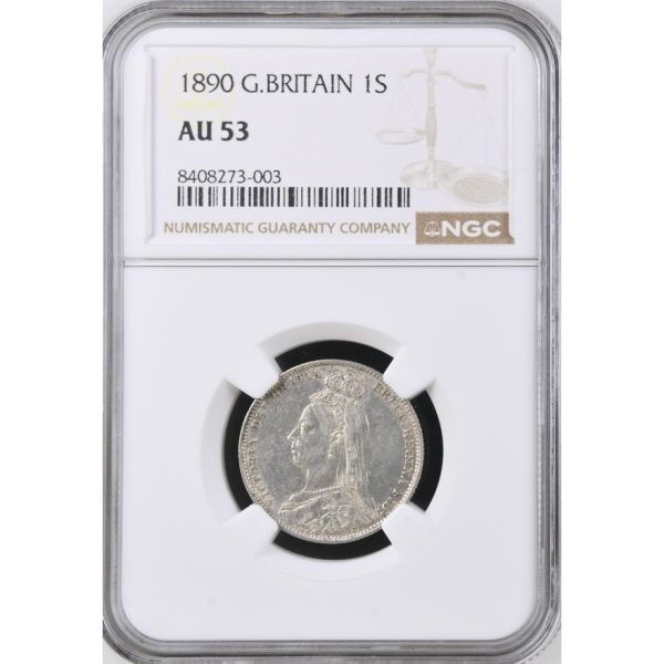 1890 Great Britain 1 Shilling AU 53 NGC