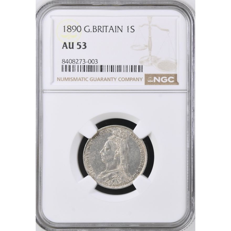 1890 Great Britain 1 Shilling AU 53 NGC