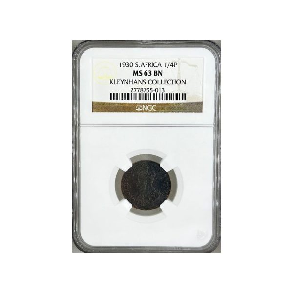 1930 South Africa 1/4 Penny MS 63 BN NGC