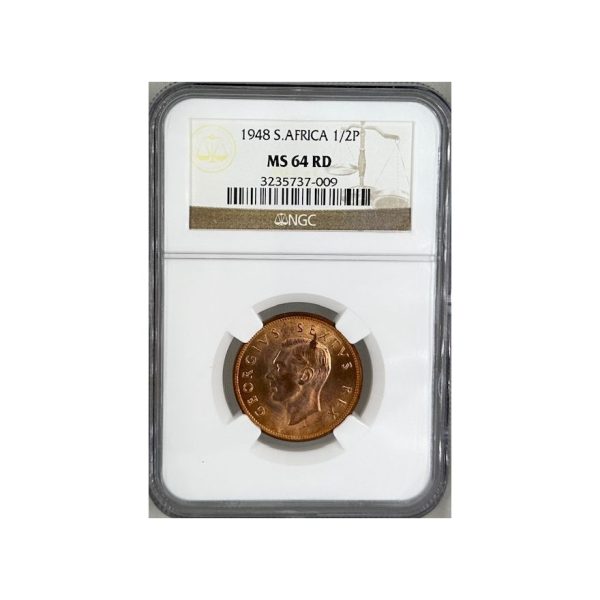 1948 South Africa 1/2 Penny MS 64 RD NGC