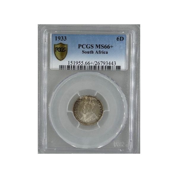 1933 South Africa 6 Pence MS 66+ PCGS