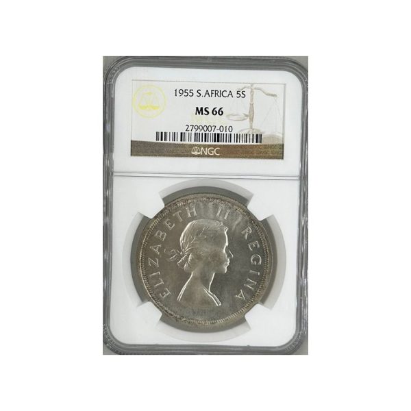 1955 South Africa 5 Shillings MS 66 NGC