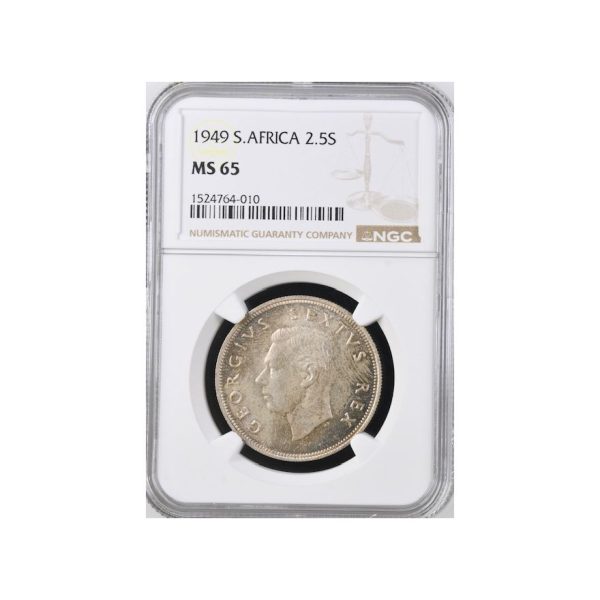 1949 South Africa 2.5 Shillings MS 65 NGC. Finest Known