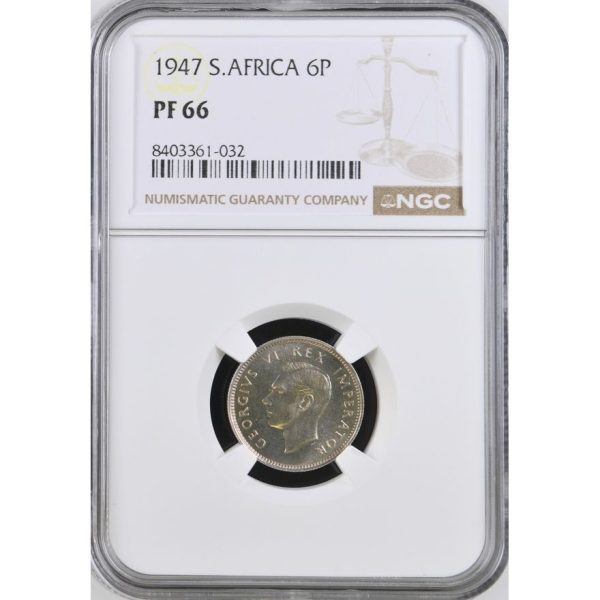 1947 South Africa 6 Pence PF 66 NGC. Finest Known